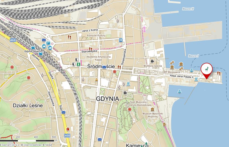 Mapa Gdyně -Akvárium v Gdyni  (Akwarium Gdynskie), Polsko