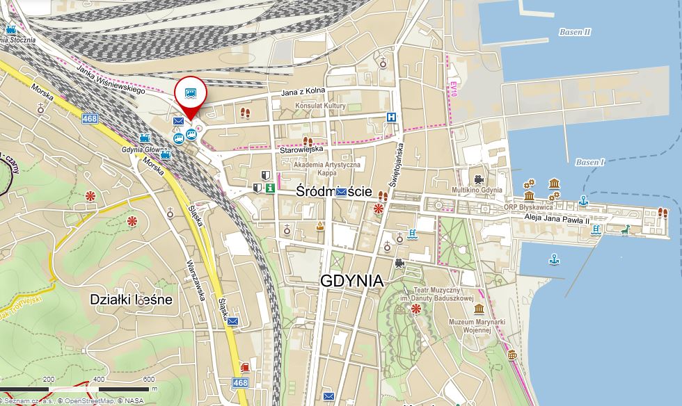 Mapa Gdyně -Nádraží  Gdynia Główna