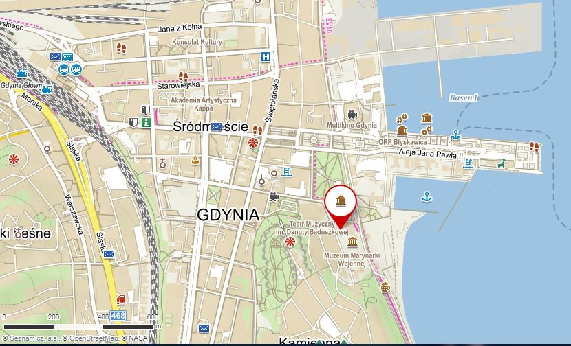 Mapa Gdyně . Městské muzeum