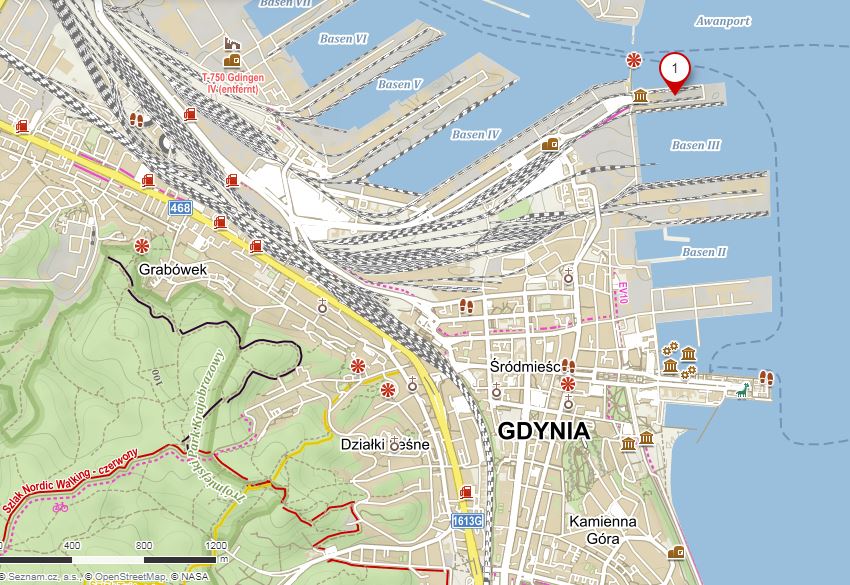 Mapa Gdyně - Francouzské nábřeží
