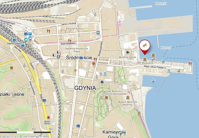 Mapa Gdyně - ORP Błyskawica